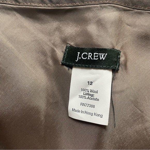 J Crew Brown Plaid Lined 100% Wool Skirt Size 12 - Picture 2 of 7
